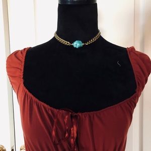 🍑 Ruched Peasant Midi Dress